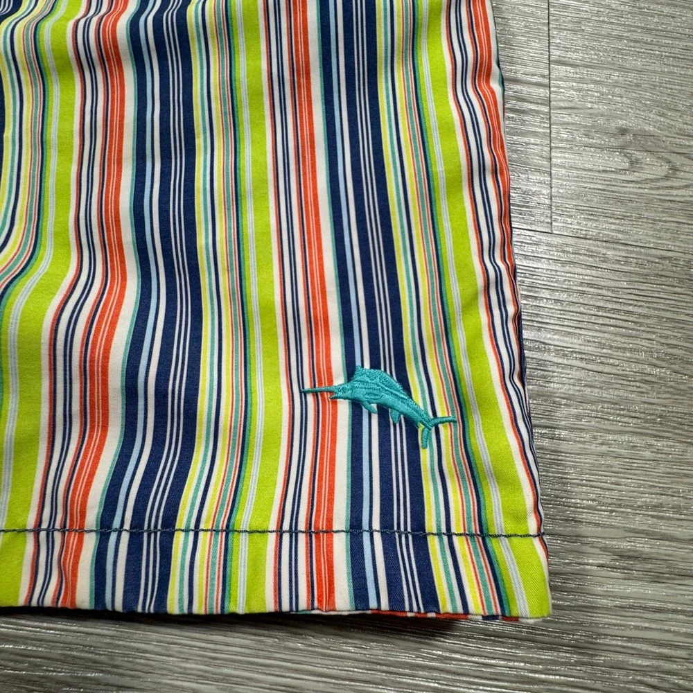 Tommy Bahama Mens‎ Swim Trunks Reversible Striped Multicolor XL Board Shorts